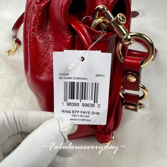 Coach Faye Shoulder/Crossbody Bag In Glazed Leather/Gold/Dark Cardinal CCE39 NWT - Picture 5 of 9